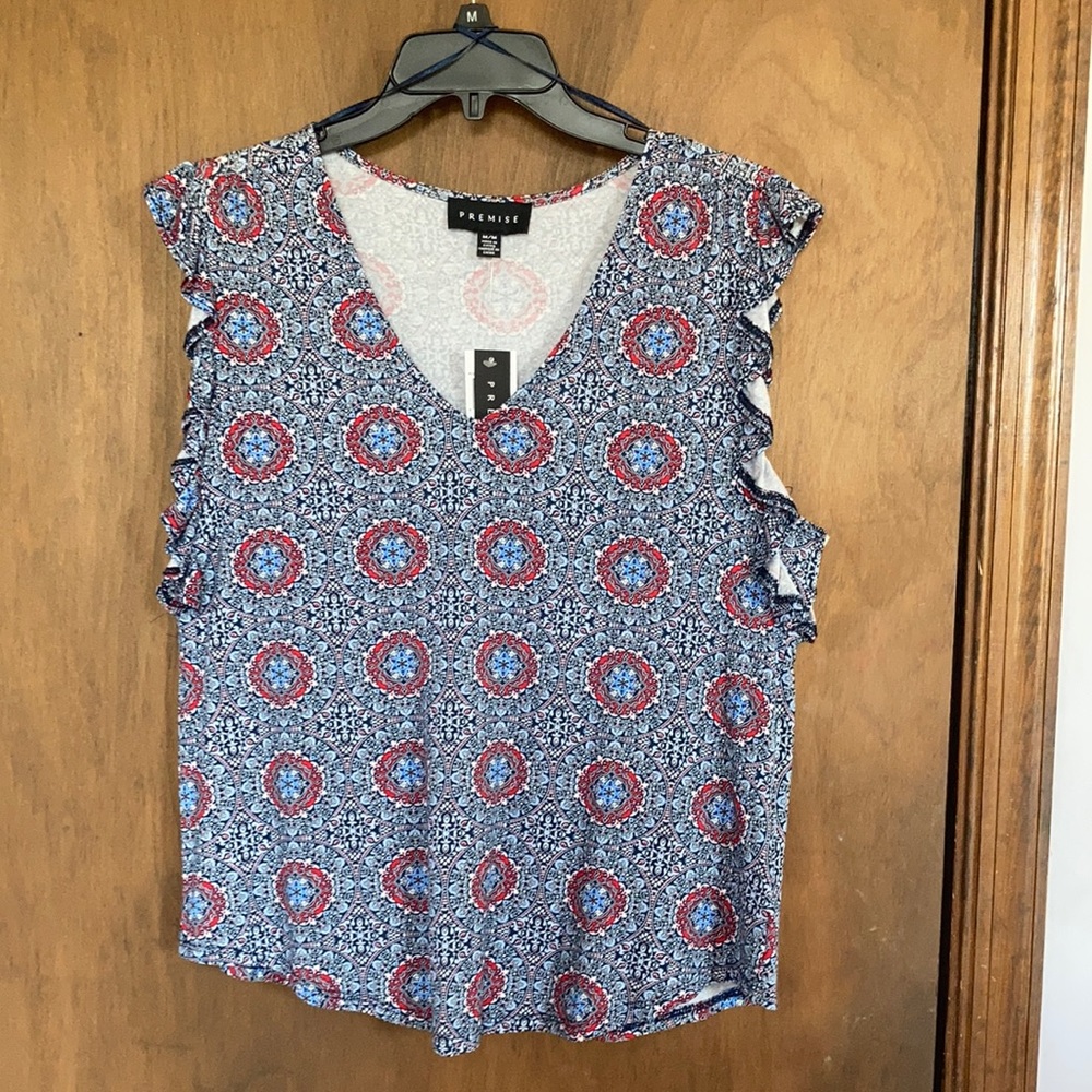 Premise top boho abstract floral print soft material casual w stretch M - Picture 15 of 17
